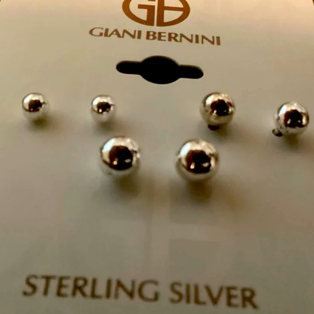3 x Giani Bernini Sterling Silver Stud Earrings
